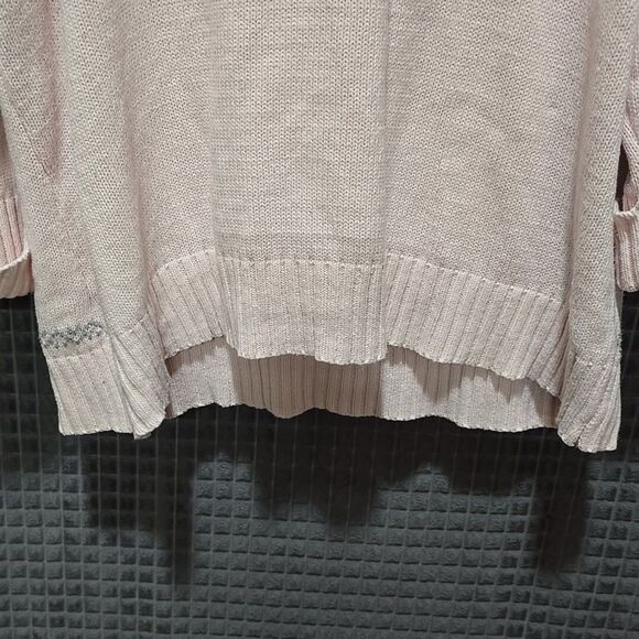 Hooded Oversized Christmas Sweater Pink 3XL 22/24 Snowflake Holiday Vneck Knit - Picture 9 of 15